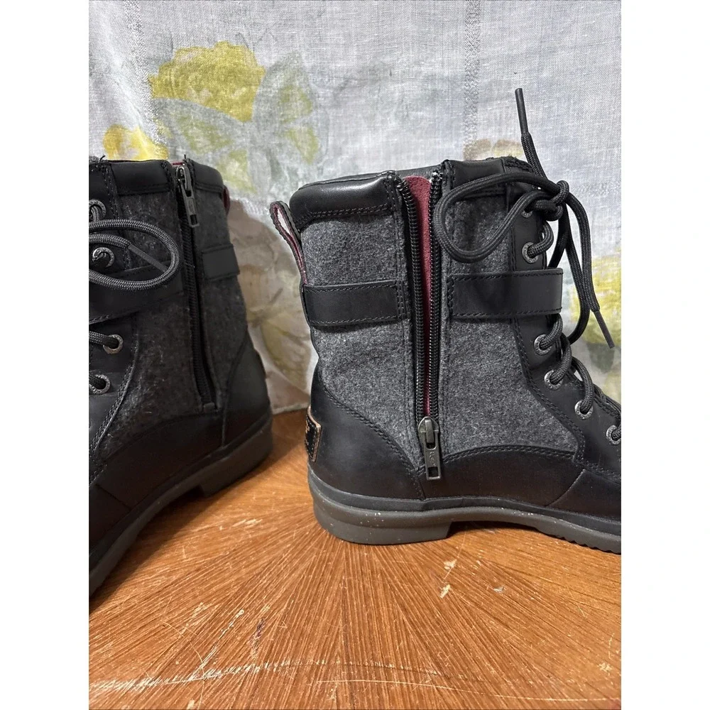 Ugg Kesey Womens Boot Waterproof Full-Grain Leather‎ Wool-Blend Black Size 8